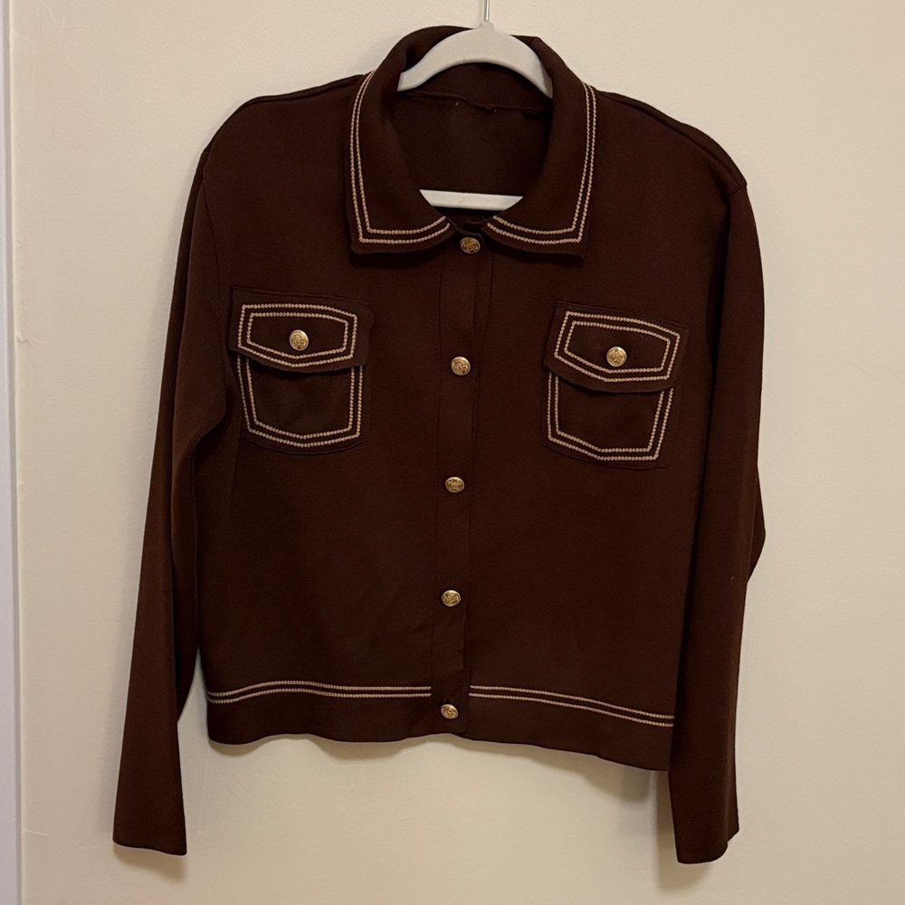 🐝 NWOT H&M Dark Brown Women's Blazer with Gold Buttons